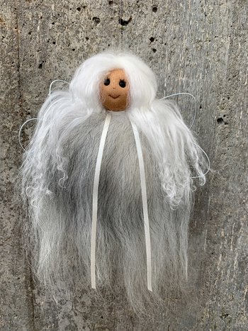 Hängande Ängel Grå kjol Vitt band