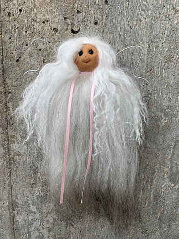 Hängande Ängel Grå kjol Rosa band