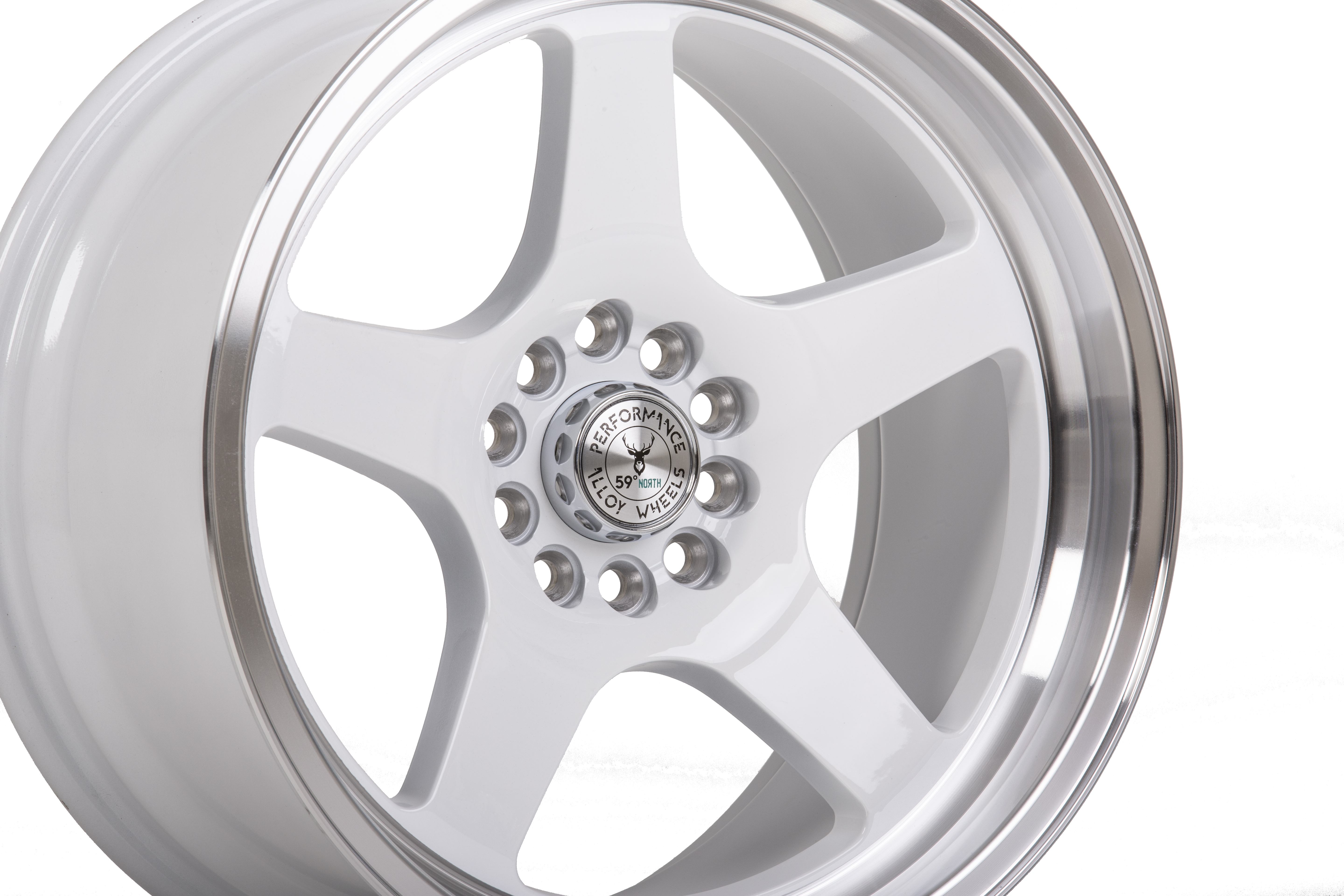 59°North Wheels D-004 9,5x18" ET20 5x100/5x108 white/polished lip - 2