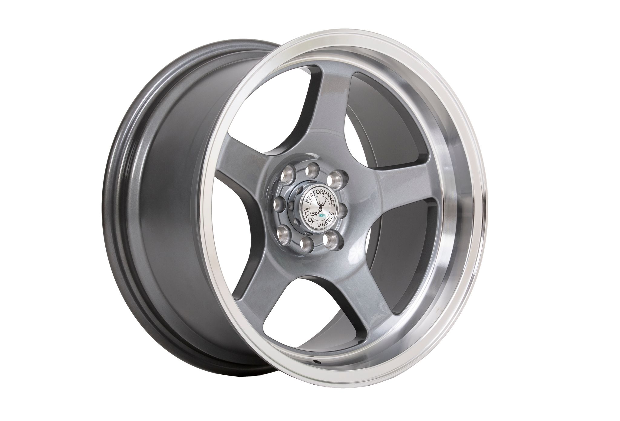 59°North Wheels D-004 8,5x17" ET10 4x100/4x114,3 Glossy gunmetal/polished lip