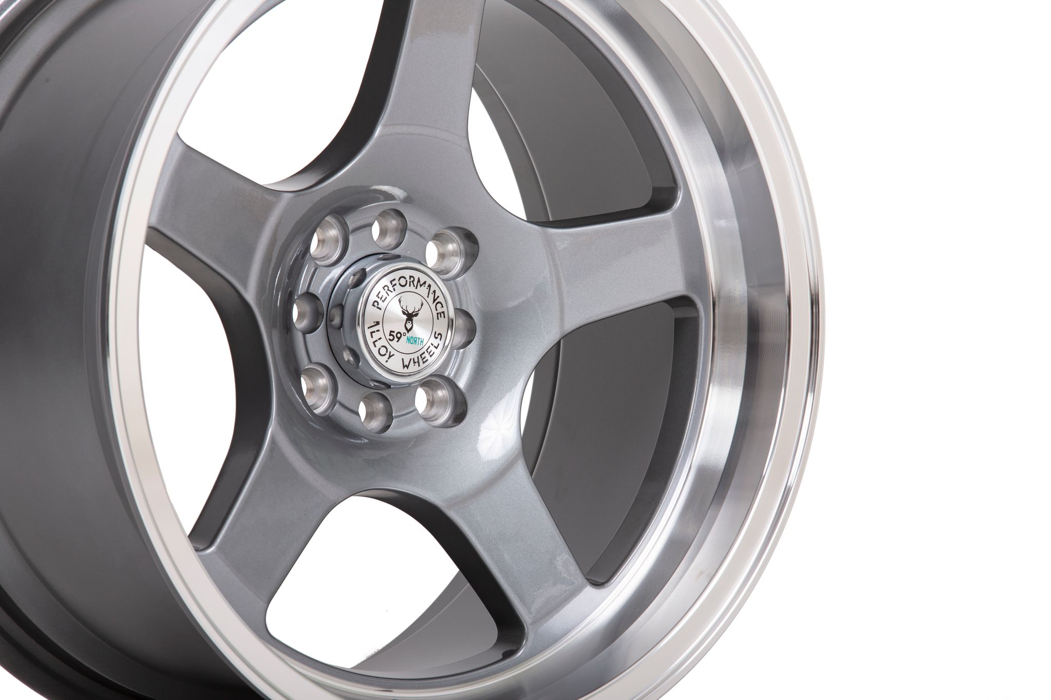 59°North Wheels D-004 8,5x17" ET10 4x100/4x114,3 Glossy gunmetal/polished lip - 2