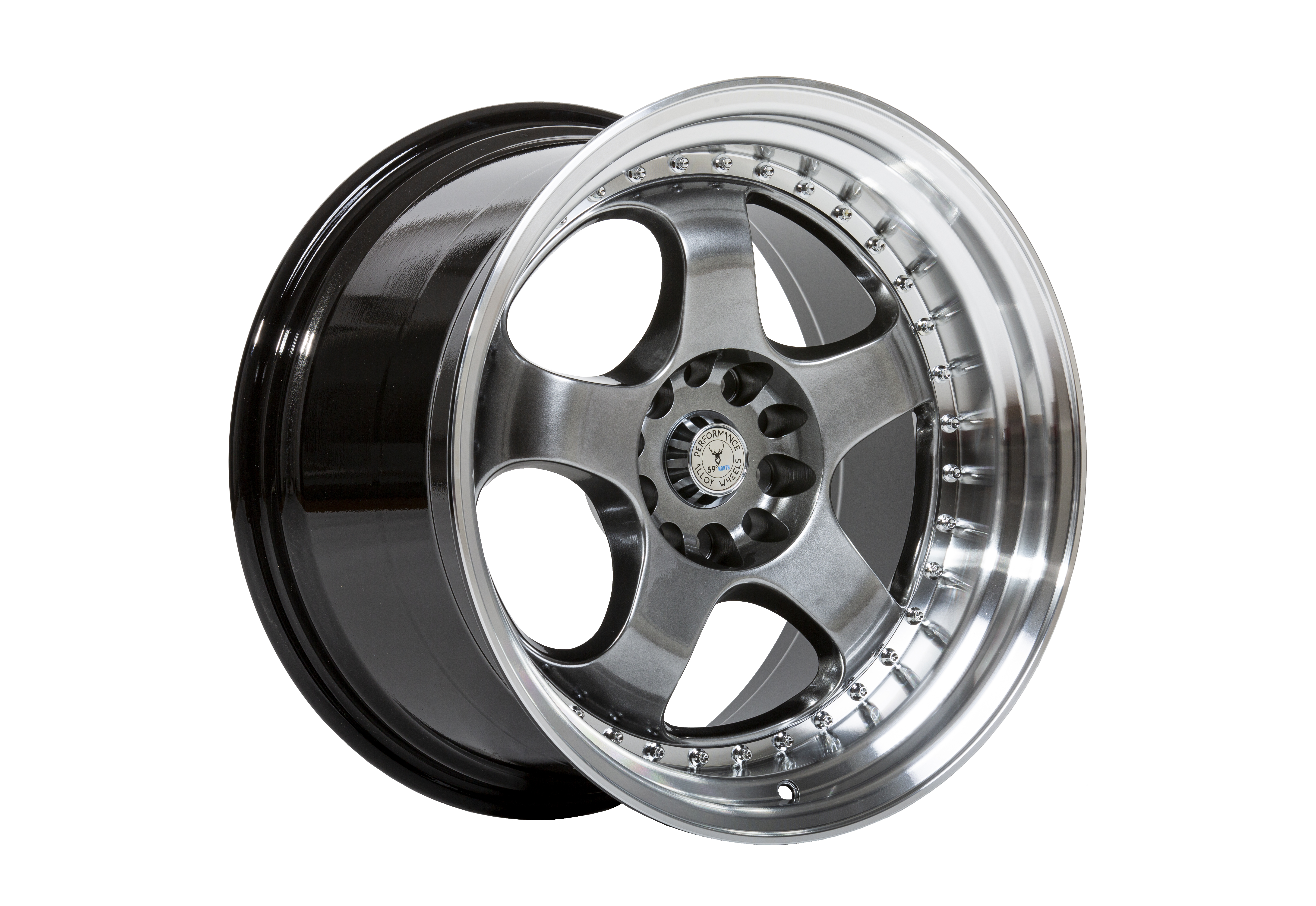 59°North Wheels D-002 10,5x18" ET15 5x114/5x120 Hyperblack/polerad kant
