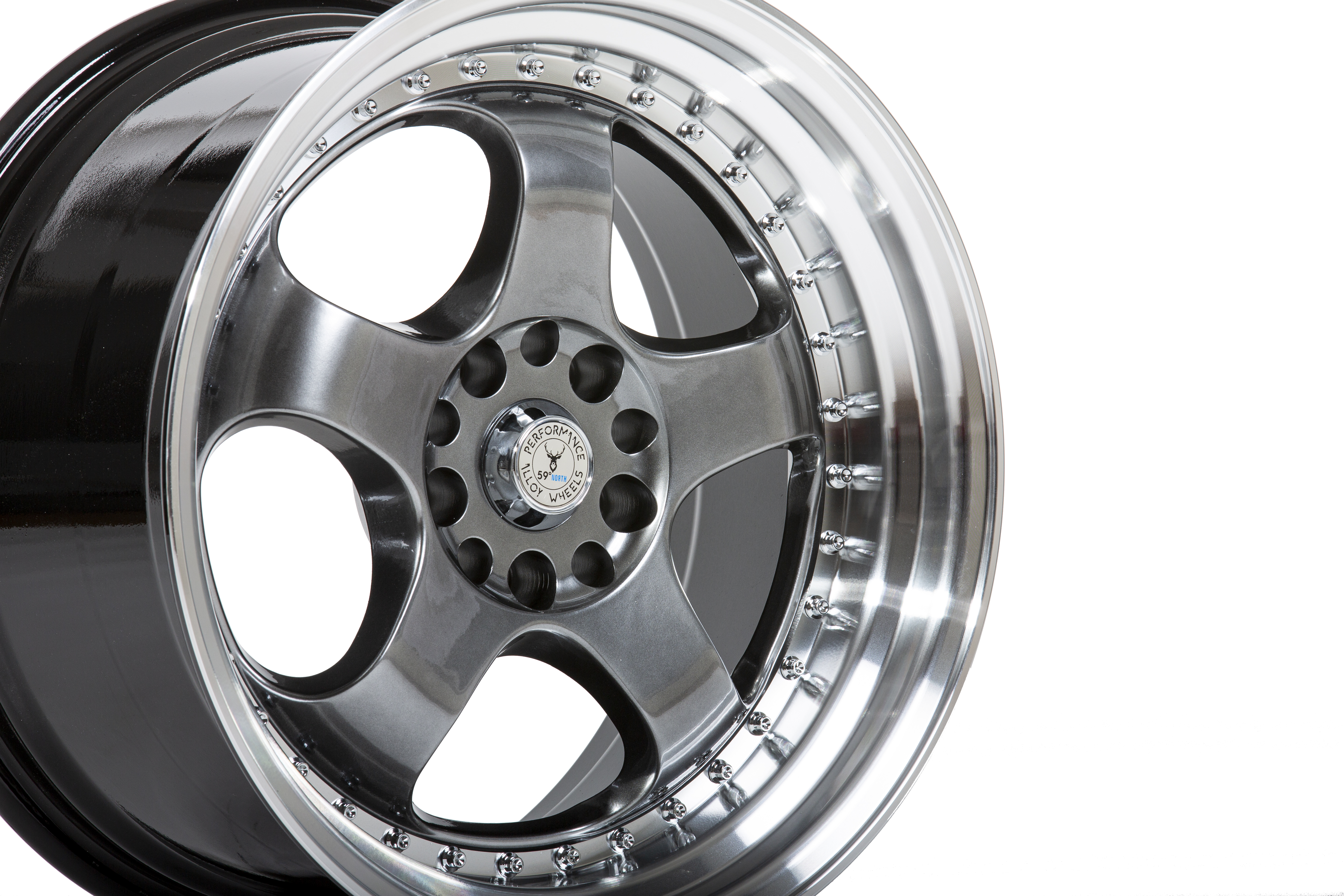 59°North Wheels D-002 9,5x18" ET20 5x100/5x108 Hyperblack/polerad kant - 2