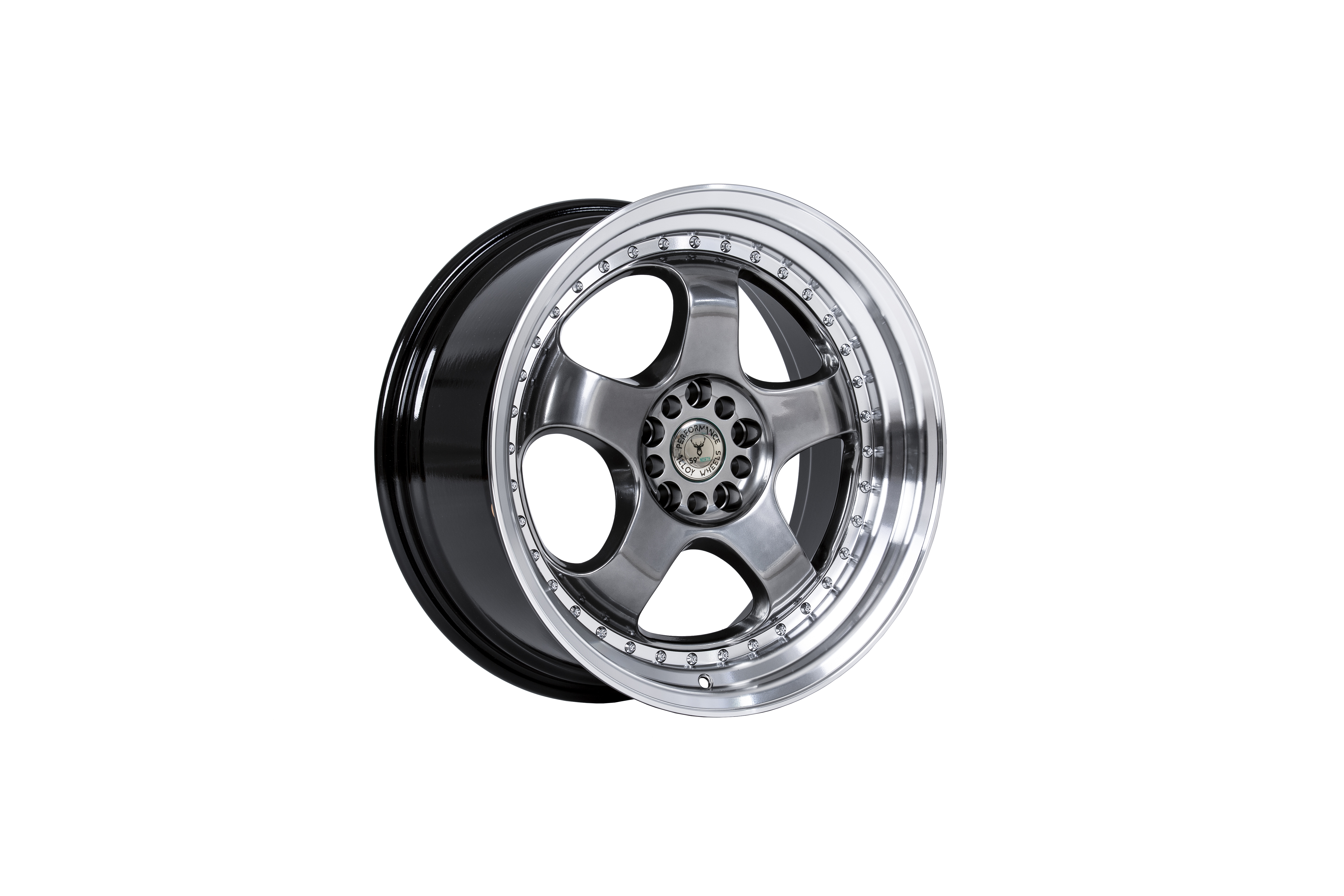 59°North Wheels D-002 8,5x18" ET30 5x100/5x108 Hyperblack/polerad kant - 2