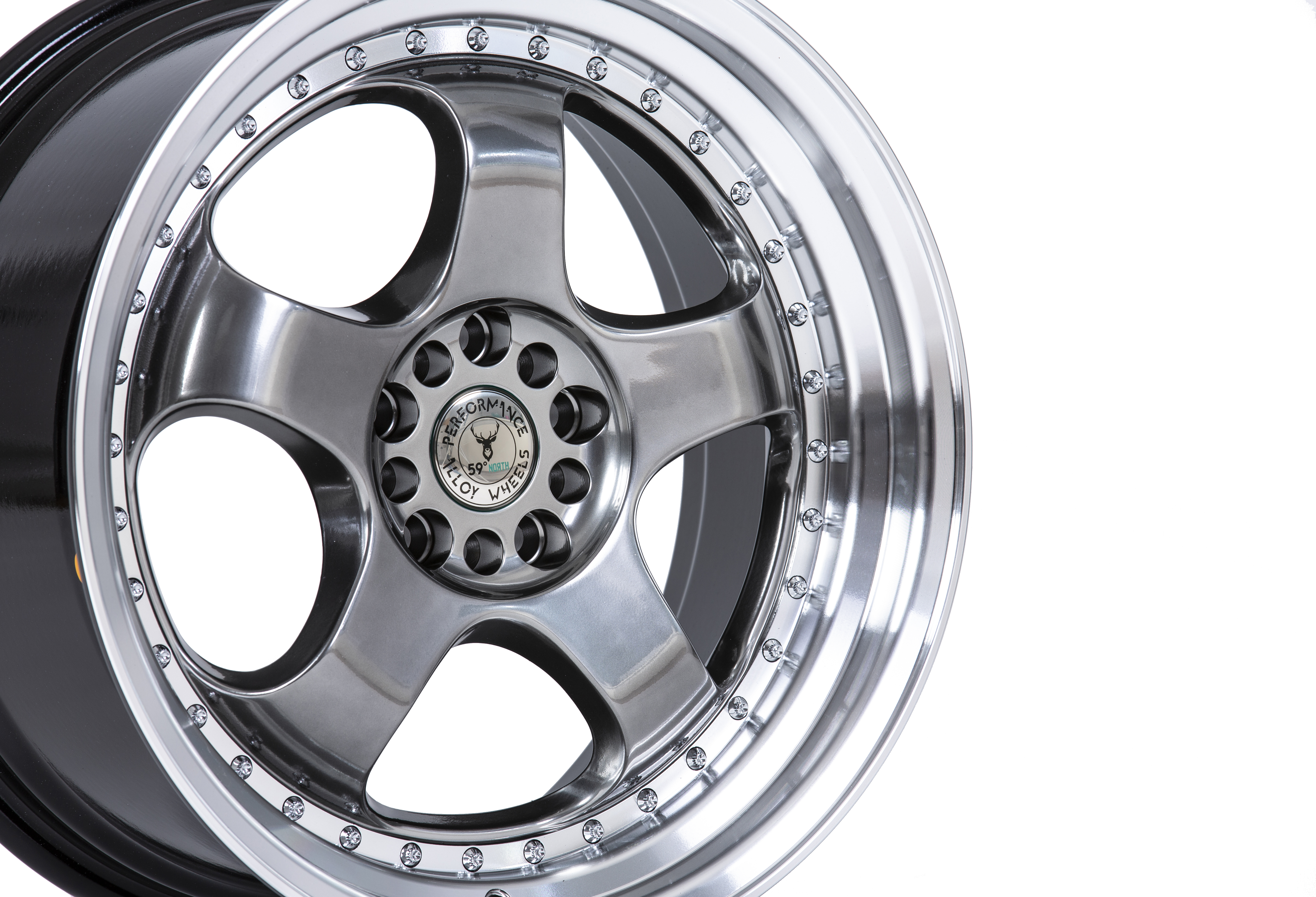 59°North Wheels D-002 8,5x18" ET30 5x100/5x108 Hyperblack/polerad kant - 3