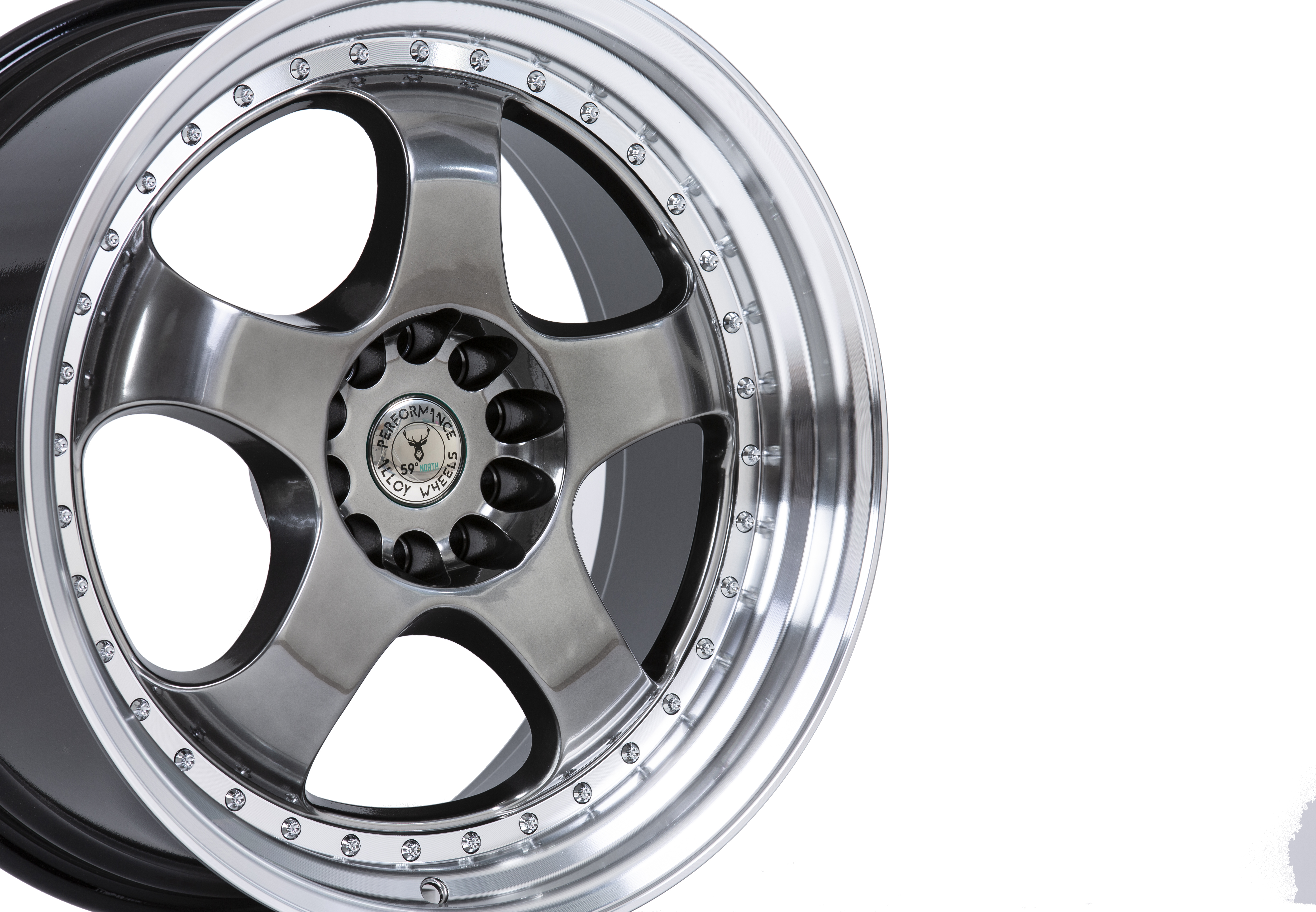 59°North Wheels D-002 9,5x19" ET25 5x114,3/5x120 Hyperblack/polerad kant - 3