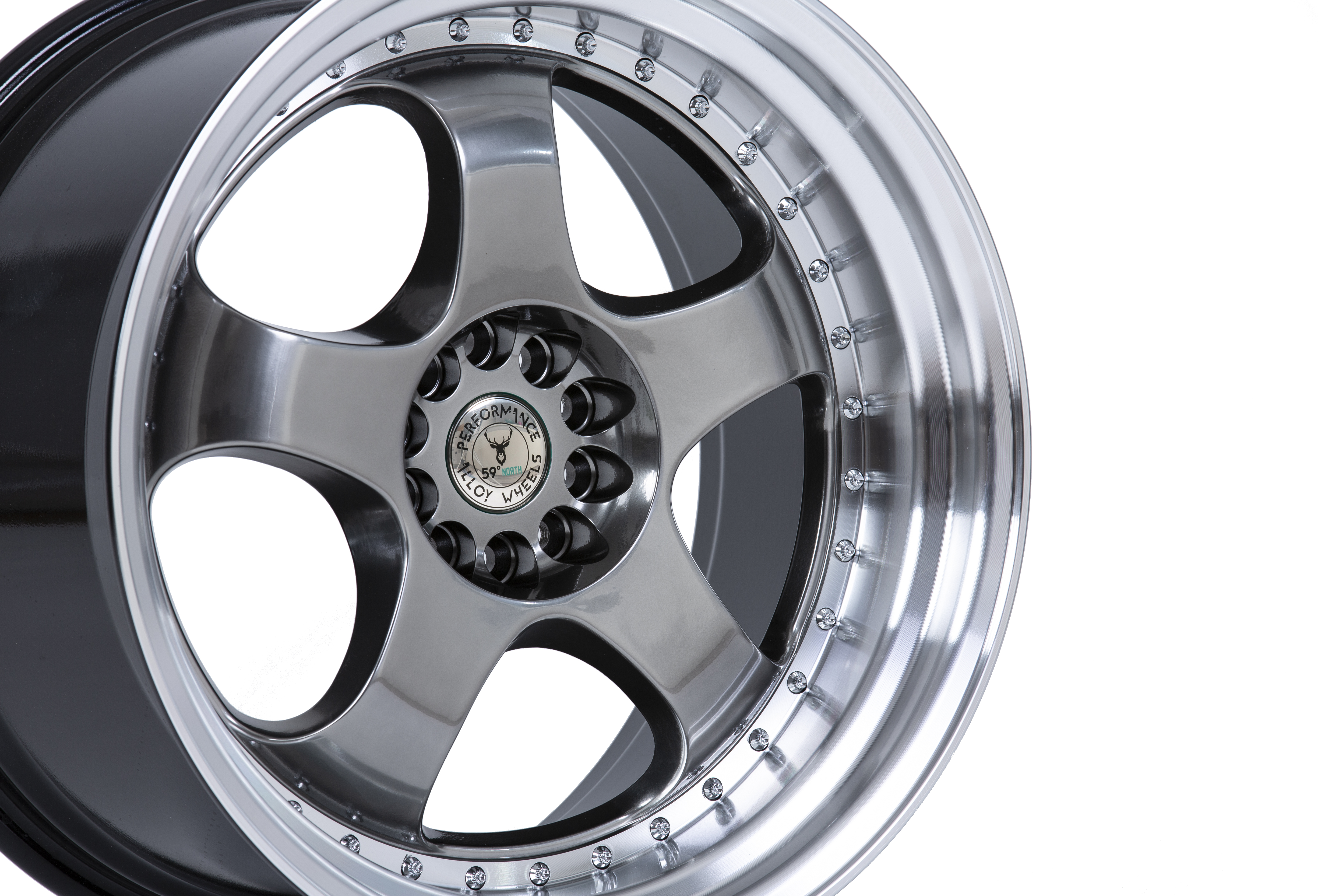 59°North Wheels D-002 10,5x19" ET22 5x108/112 Hyperblack/polerad kant - 4