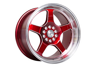 59°North Wheels D-004 10,5x18" ET25 5x114,3/5x120  Candyröd/champer/polerad läpp
