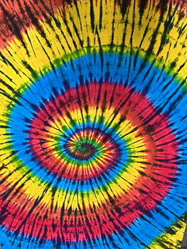 Batik Spin Rainbow Black - Trikåtyg