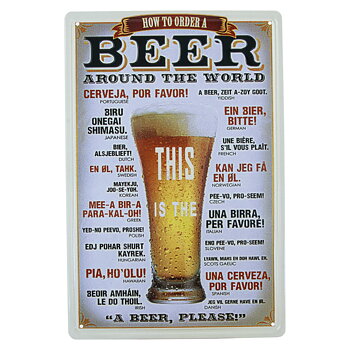 Plåtskylt Öl - Beer around the world , 20 x 30 cm