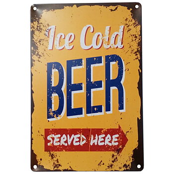 Metallskylt Ice Cold Beer, 20x30