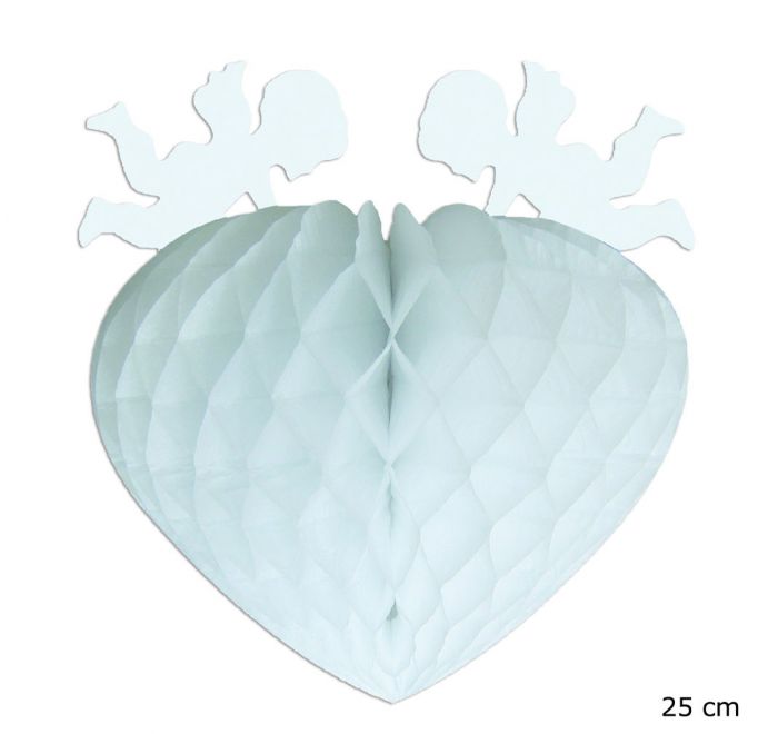 Hang decoration heart with angels, 25 cm