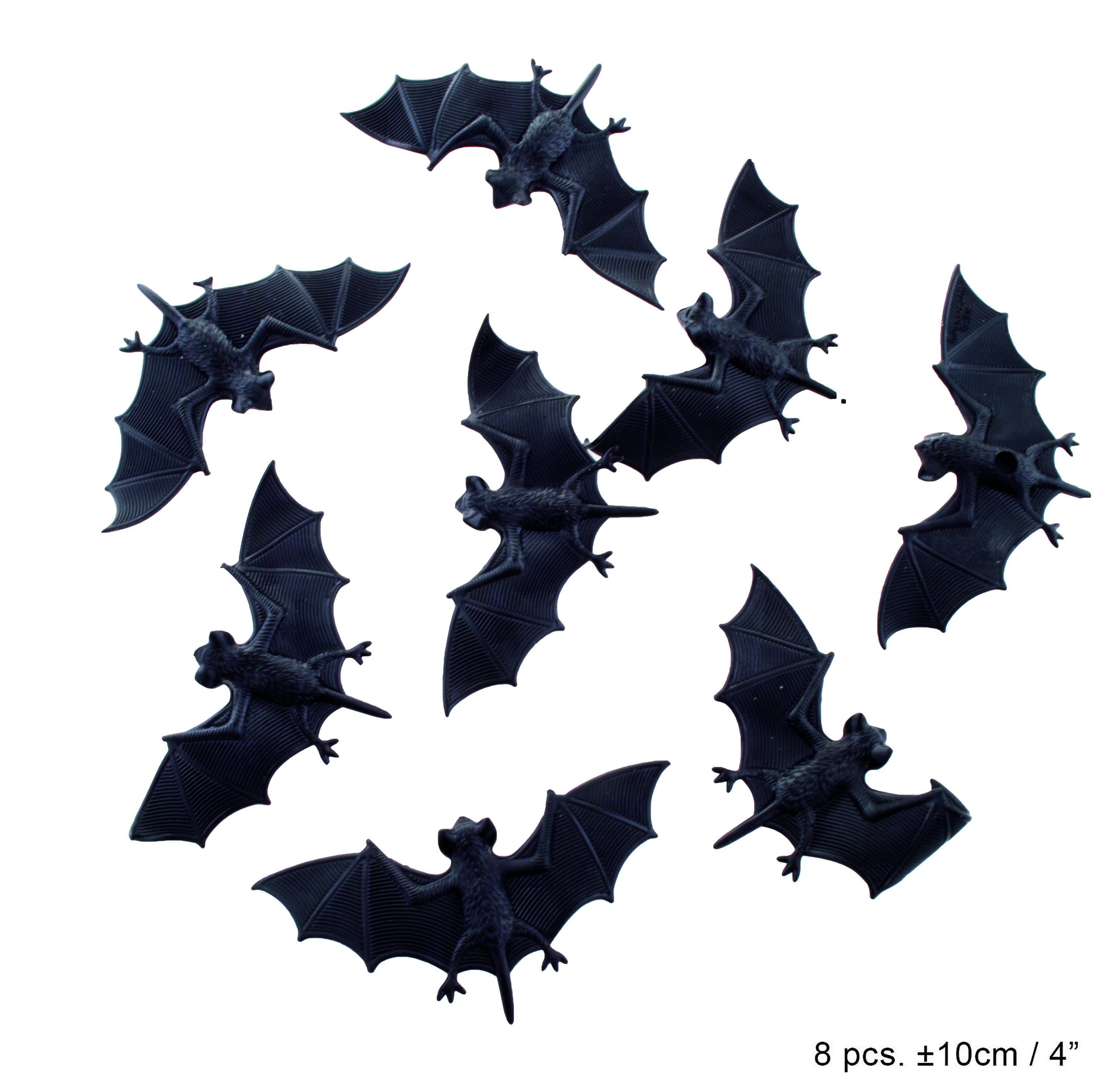 8 stk sorte flaggermus som passer perfekt som dekorasjon til Halloweenfeste...