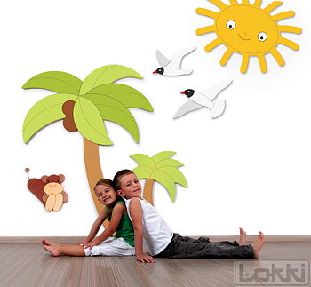 Palme med kokosnød-dekoration