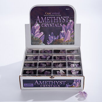 Amethist crystals in a box