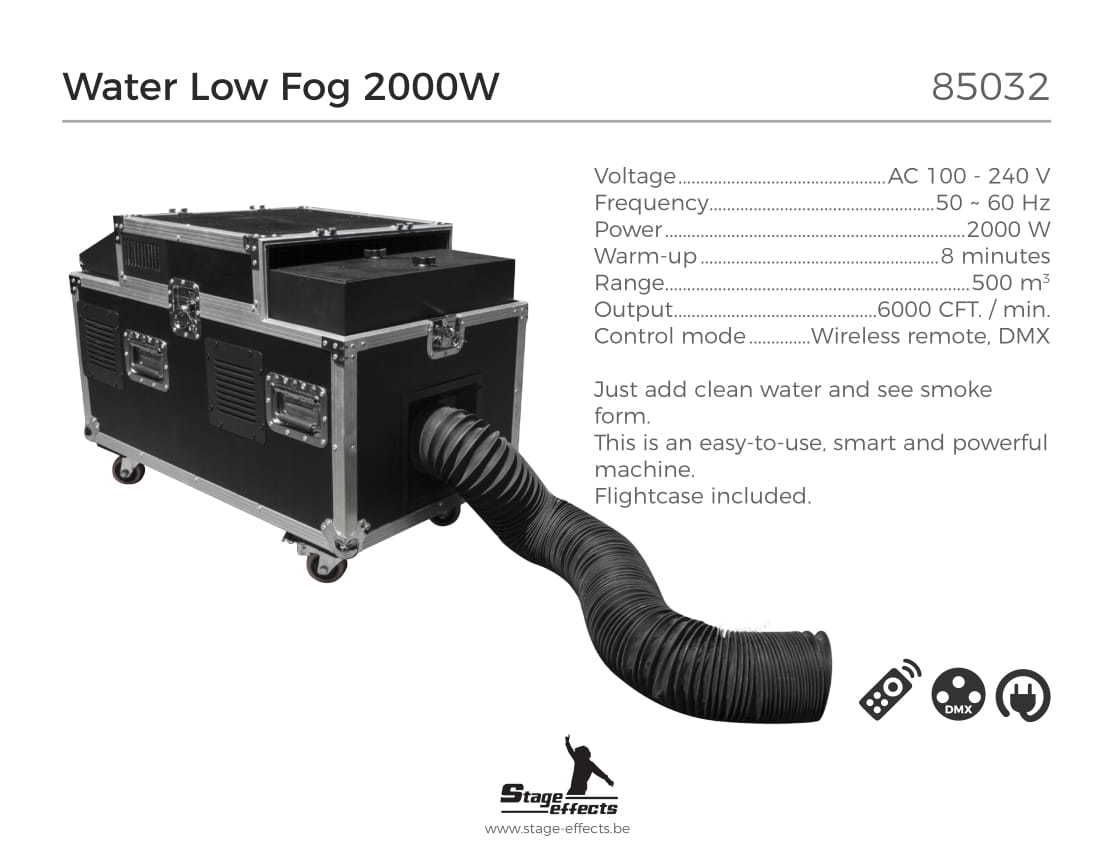 Rökmaskin vattenbaserad - Water Low Fog (2000W) - 2