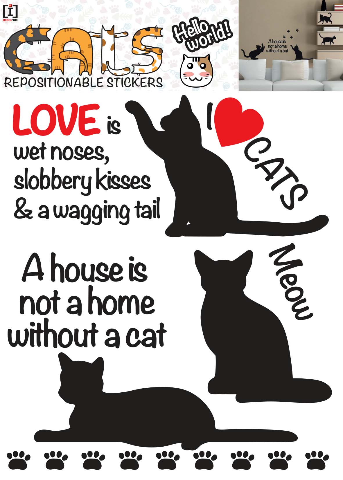Cute Cats (wallsticker) - 2