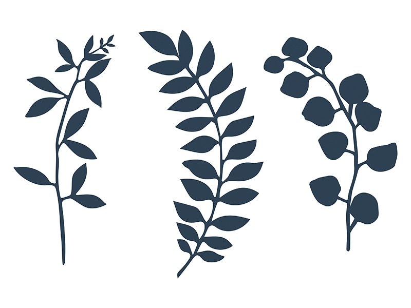 Branch with Leaves Decoration, d. Navy Blue (1 pkt / 9 pc.)