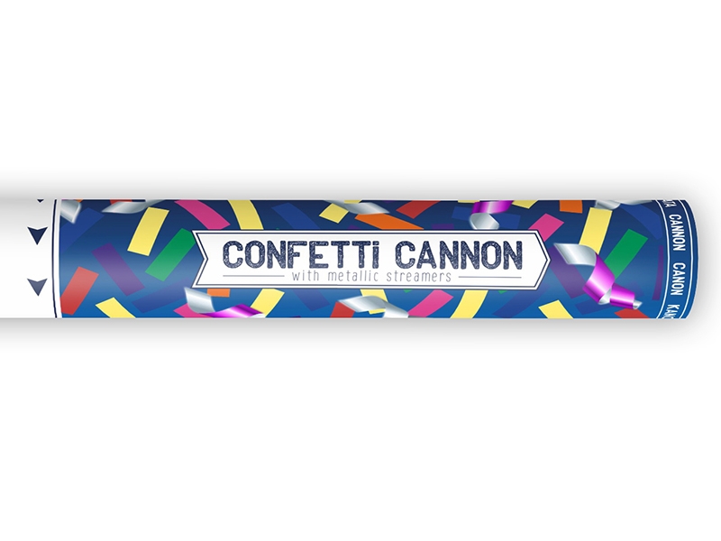 Konfetti och serpentin kanon, Blå 40 cm - 4