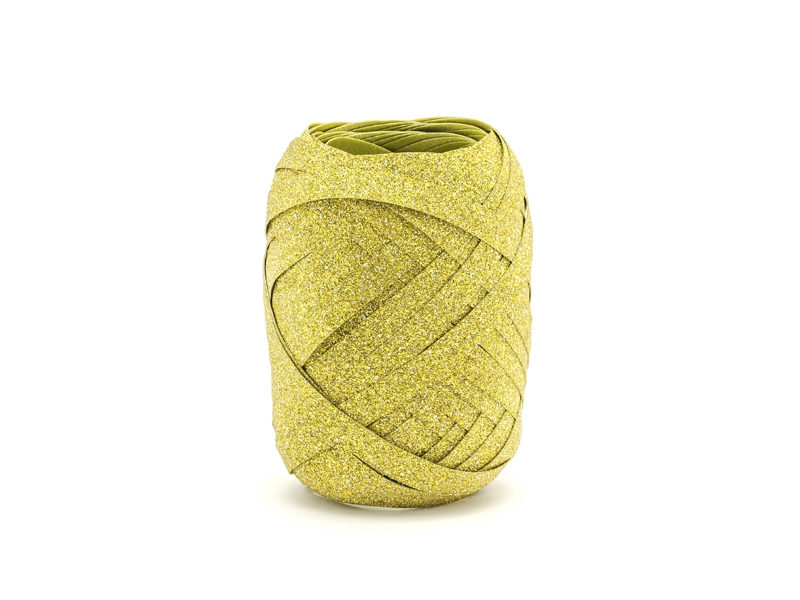 Glitter plastic ribbon, Gold 10 m