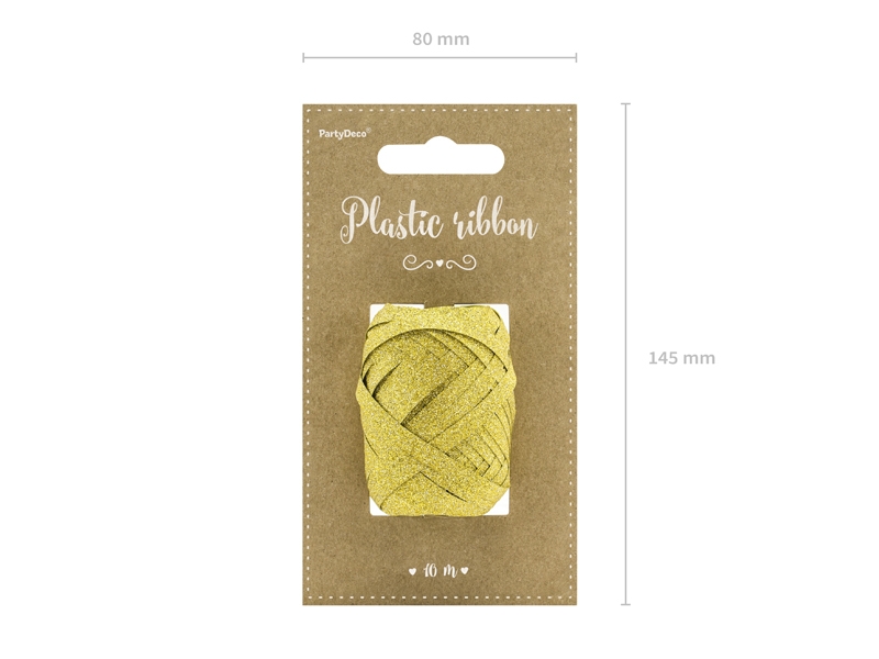Glitter plastic ribbon, Gold 10 m - 2