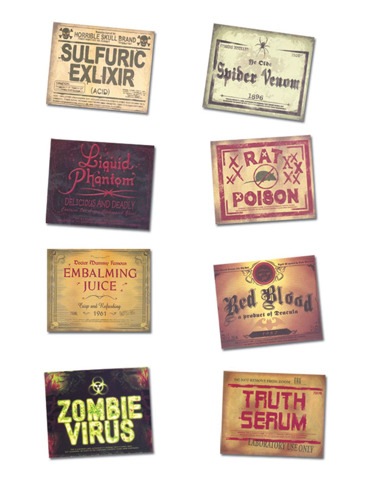 Halloween Wine Bottle Label Stickers (8 Labels) - 2