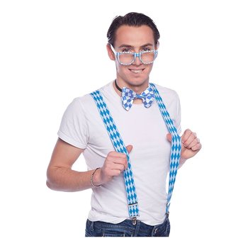 Oktoberfest-set (hängslen, fluga, brillor)