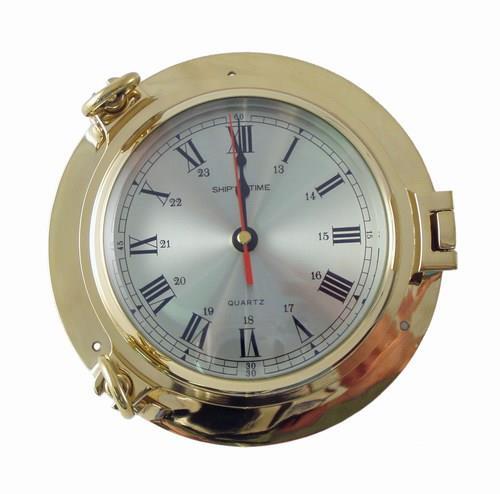 Ship's clock, brass, 18.5 cm .