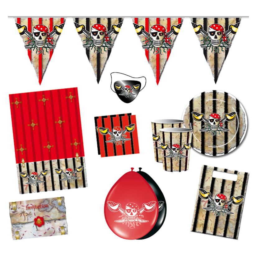 Bursdagspakke Pirat-tema, 8 pers
