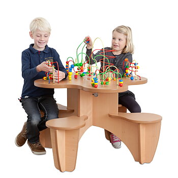 DeLux Rollercoaster Table with 4 Attached Seats