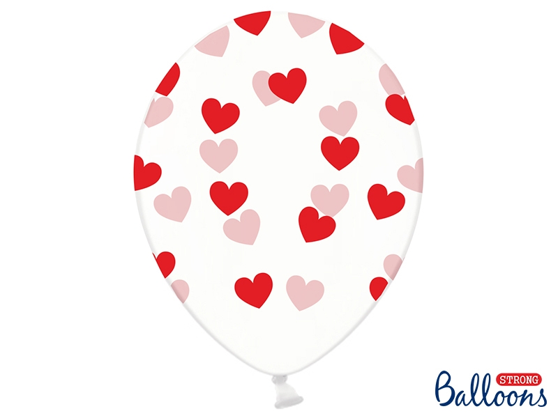 Balloons 30cm, Hearts, Crystal Clear