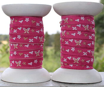 Bomullsband rosa m. fjäril