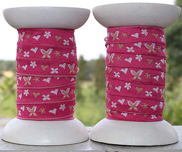 Bomullsband rosa m. fjäril