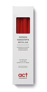 Handstöpta röda antikljus Act Svenska Kyrkan