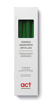 Handstöpta antikljus mörkgröna Act Svenska Kyrkan