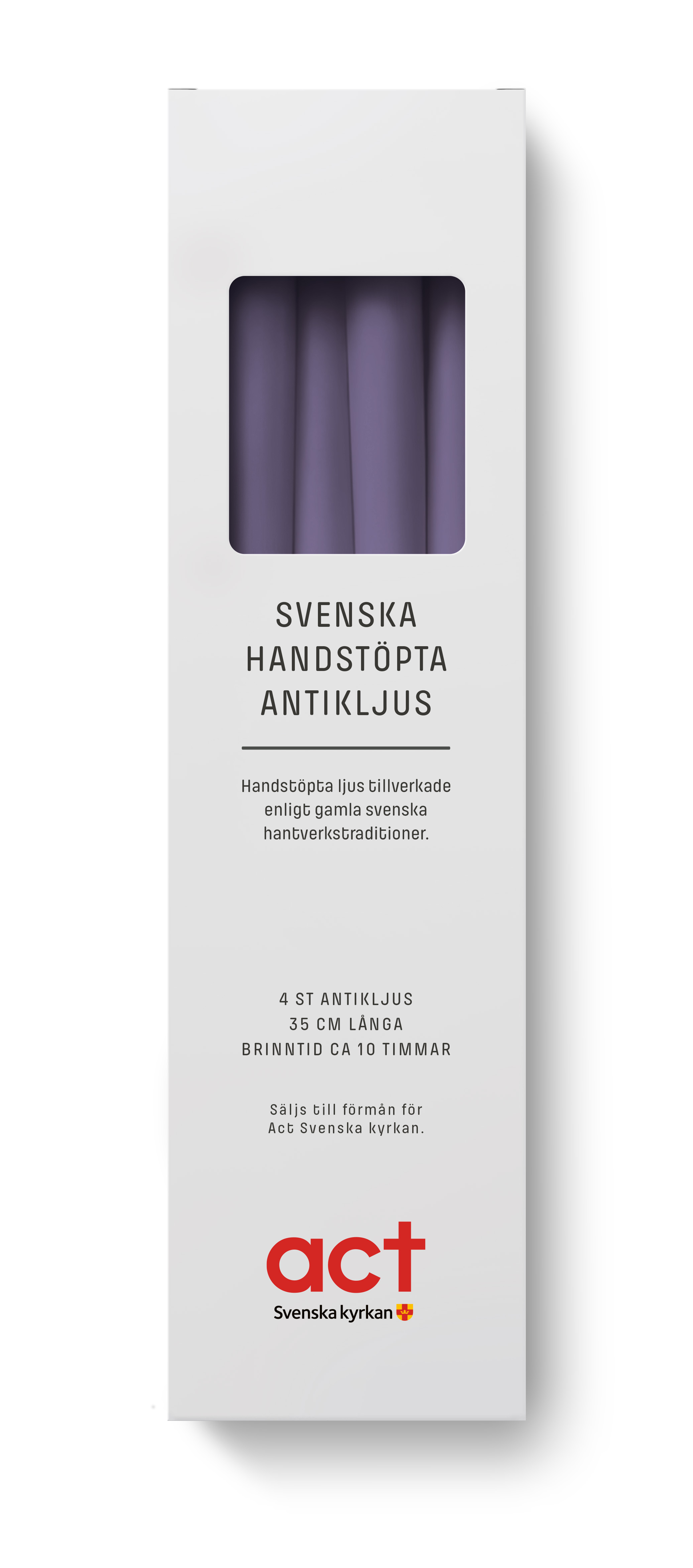 Handstöpta antikljus lila Act Svenska Kyrkan