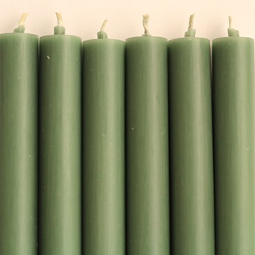 Rustic candles w flat top ANTIQUE GREEN