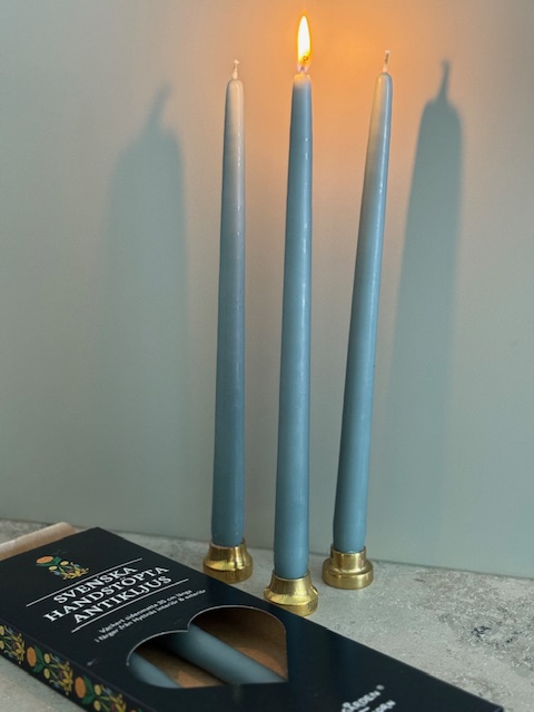 Antikljus CARL LARSSON 35cm handstöpta 6-pack DIMBLÅ - 3