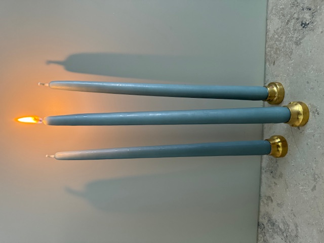 Antikljus CARL LARSSON 35cm handstöpta 6-pack DIMBLÅ - 2