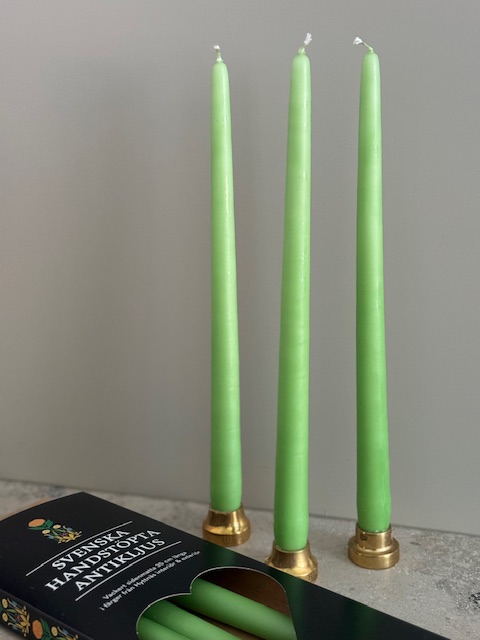 Antikljus CARL LARSSON 35cm handstöpta 6-pack ÄPPELGÖN - 3