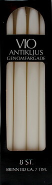 Antikljus 26cm i ask 8-pack vit