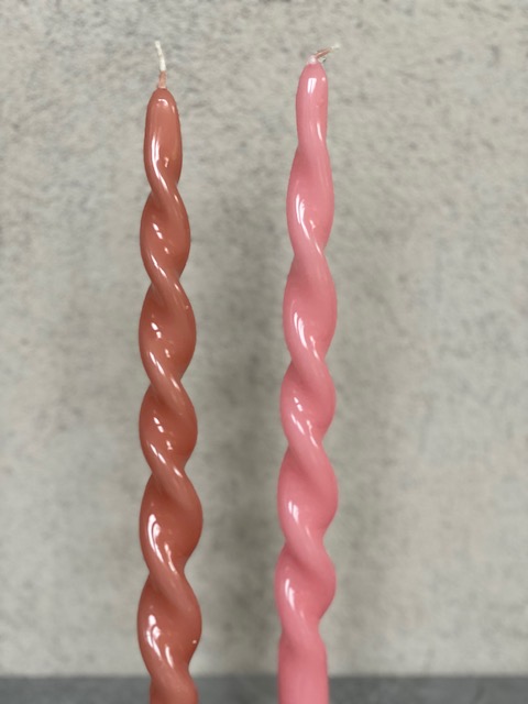 Skruvat ljus LACKAT ROSA GLASYR  - 4