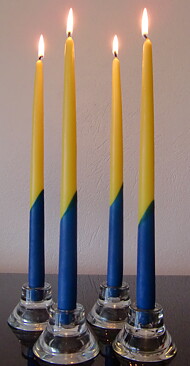 Handstöpta  SVERIGE-ljus 35cm