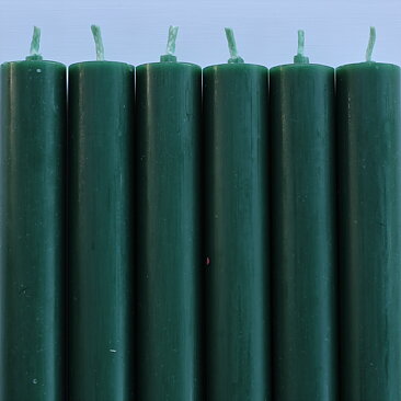 Rustic candles w flat top bottle green