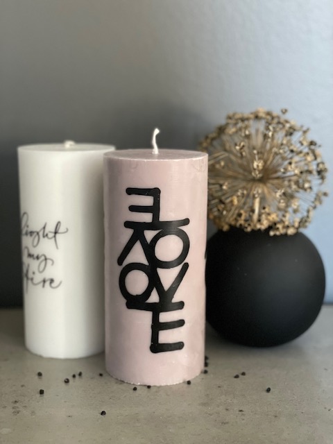 Blockljus stearin " love " 