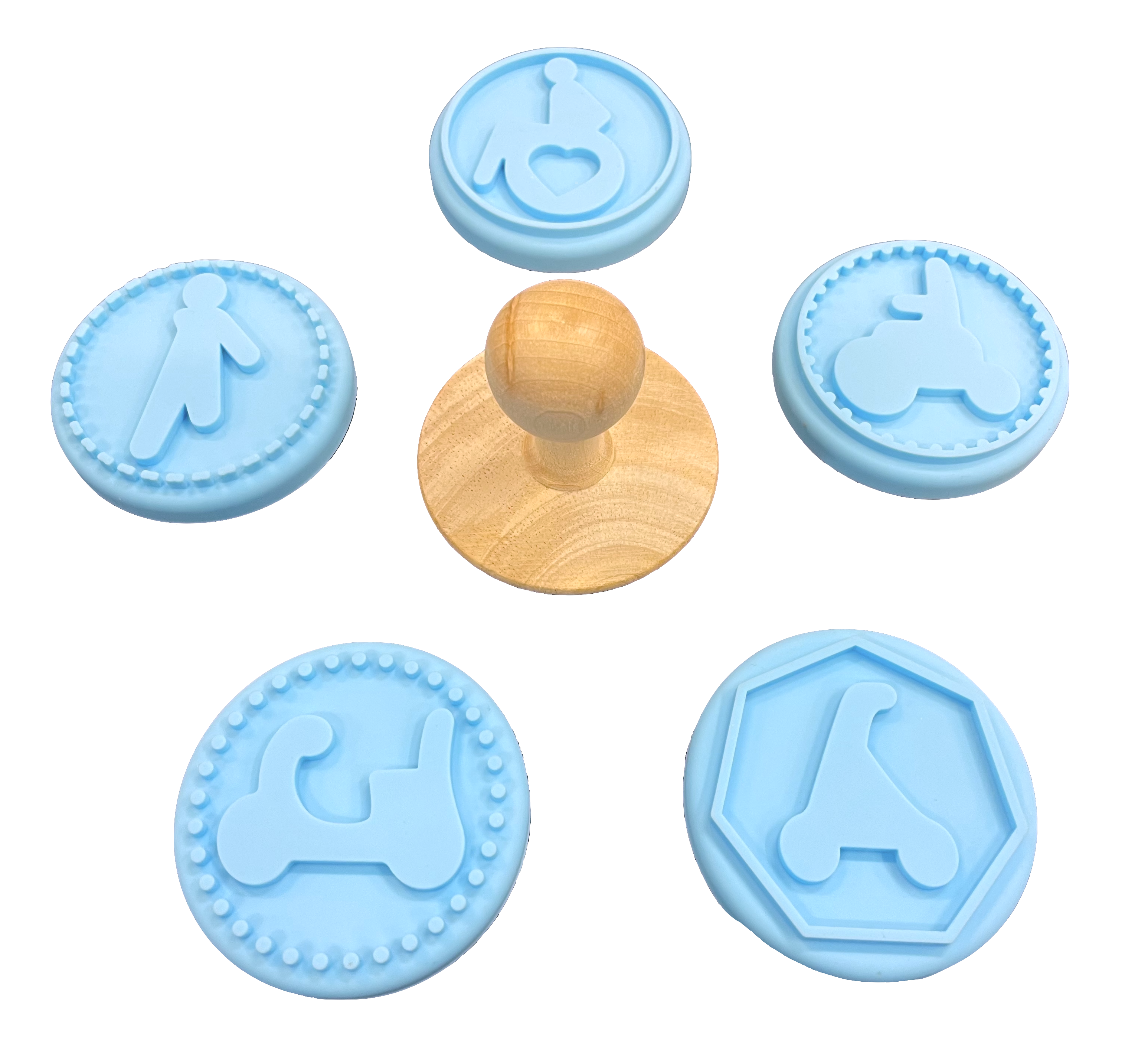 Stämplar kakor/färg set om 5 st - 2