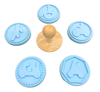 Stämplar kakor/färg set om 5 st