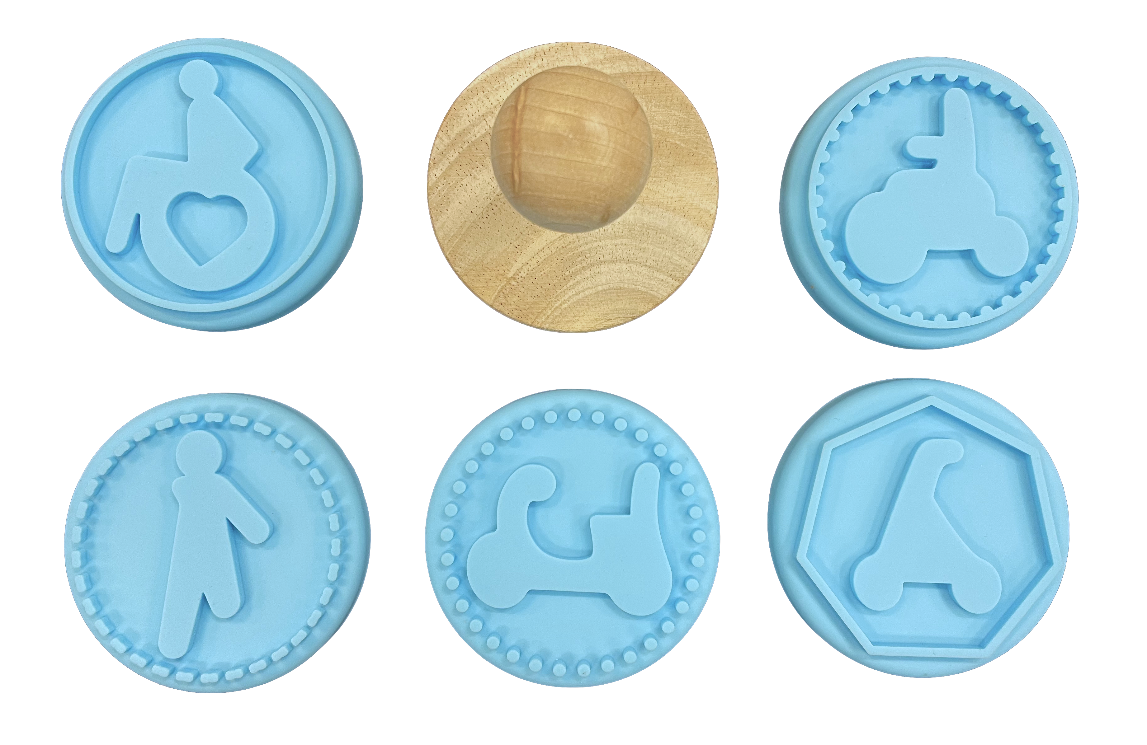 Stämplar kakor/färg set om 5 st