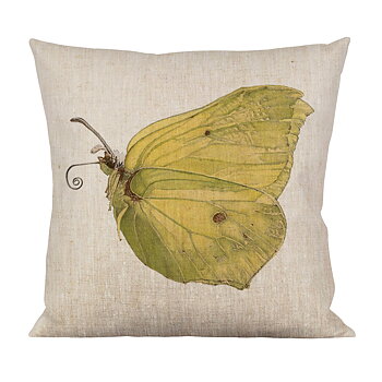 CUSHION LEMON BUTTERFLY/BELLFLOWERS