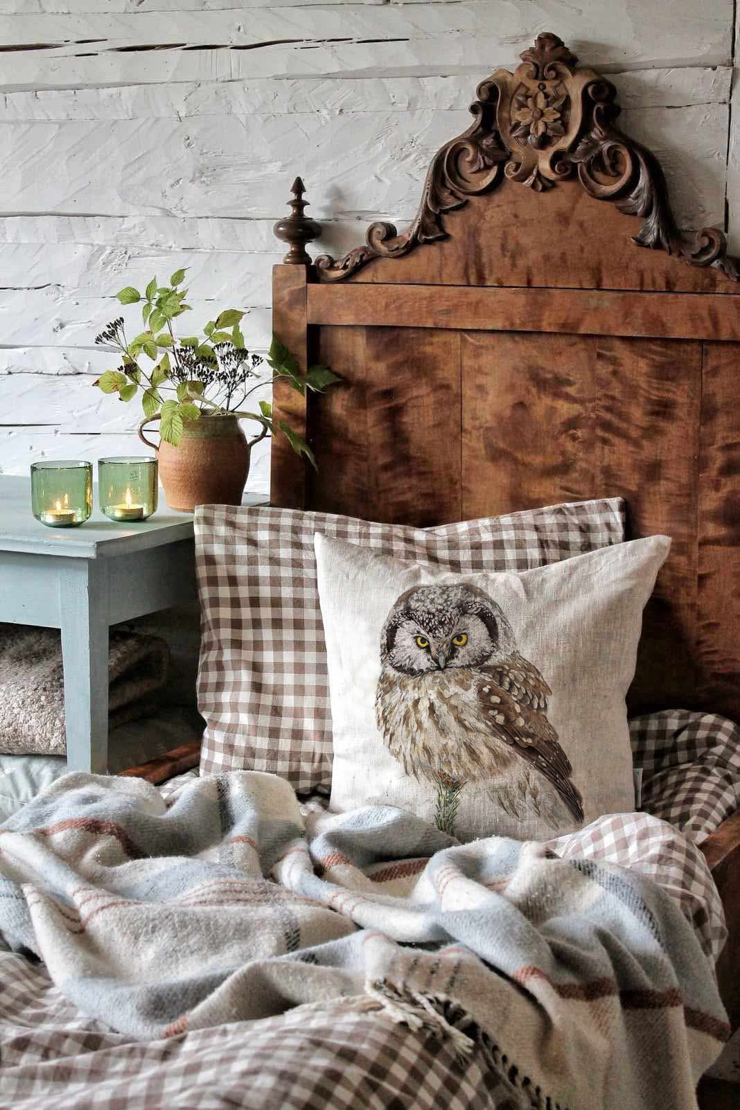 "SET" OWL - ART PRINTS & CARD, CUSHION & RUNNER   - 4